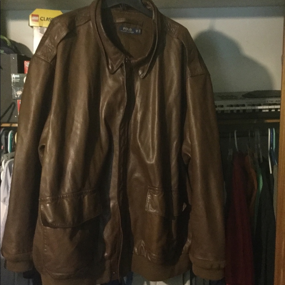 5xl Polo Ralph Lauren Leather Bomber Jacket